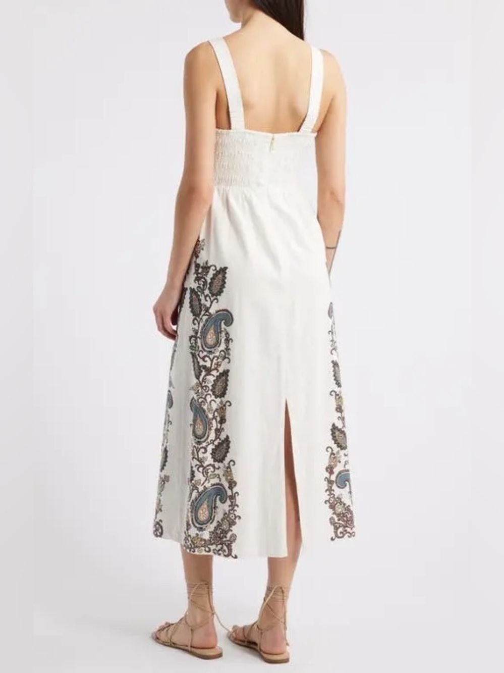NWT Cleobella Jolene Placement Print Midi Sundress Linen MSRP $298 Medium - Picture 4 of 7